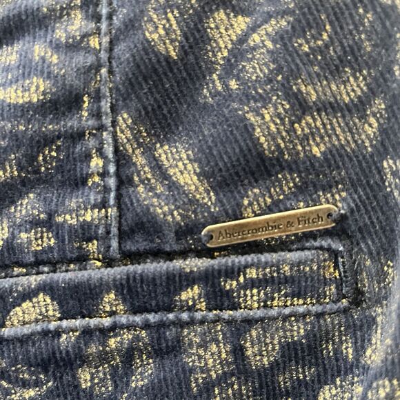 Abercrombie & Fitch Navy Blue Corduroy Gold Rose Floral Shorts Hi Rise Size 30 - Picture 3 of 8